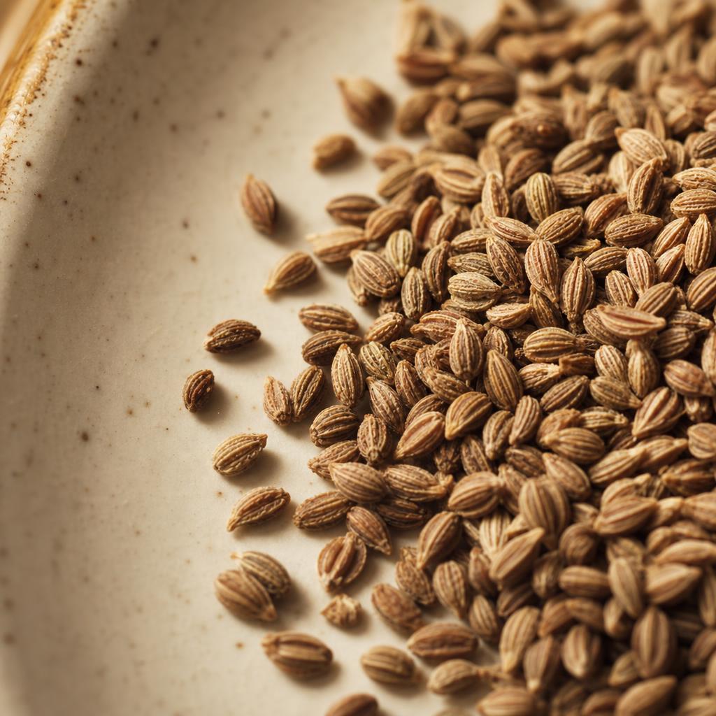 Macro photograph of ajwain carom seeds